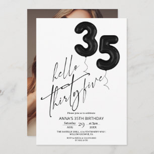 Minimal Modern Black White 35th Birthday Invitation