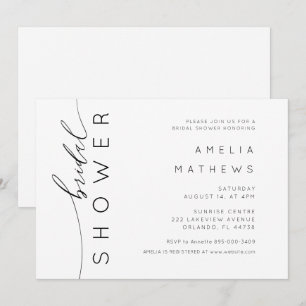 Minimal Modern Black & White Bridal Shower Invitation