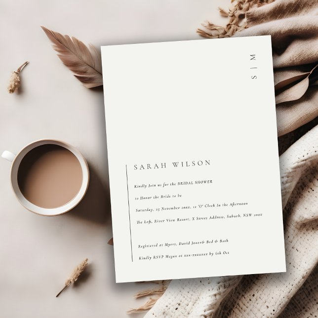 Minimal Modern Black & White Bridal Shower Invite (Creator Uploaded)