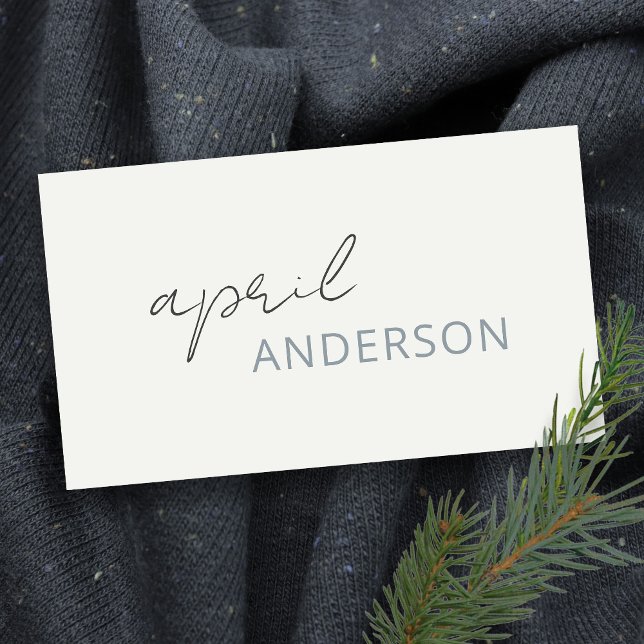 Minimal Modern Black White Dusky Grey Script  Business Card (Creator Uploaded)