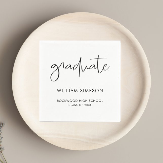 Minimal Modern Black & White Graduate  Napkin (Creator Uploaded)