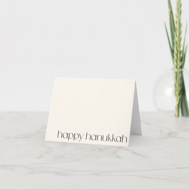 Minimal Modern Black White Hanukkah Blank Custom Holiday Card (Front)
