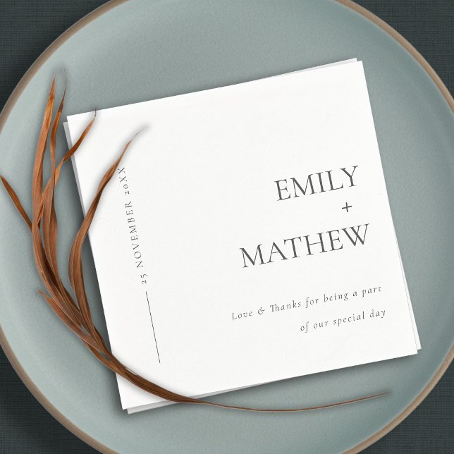 MINIMAL MODERN BLACK & WHITE TYPOGRAPHY WEDDING NAPKIN (Creator Uploaded)