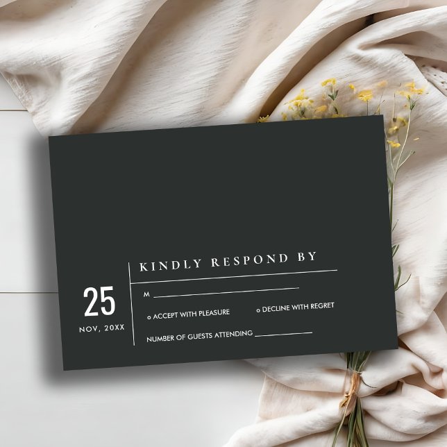 MINIMAL MODERN BLACK WHITE TYPOGRAPHY WEDDING RSVP INVITATION (Creator Uploaded)