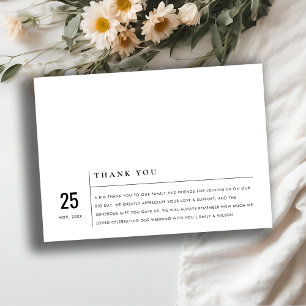 MINIMAL MODERN BLACK & WHITE TYPOGRAPHY WEDDING THANK YOU CARD