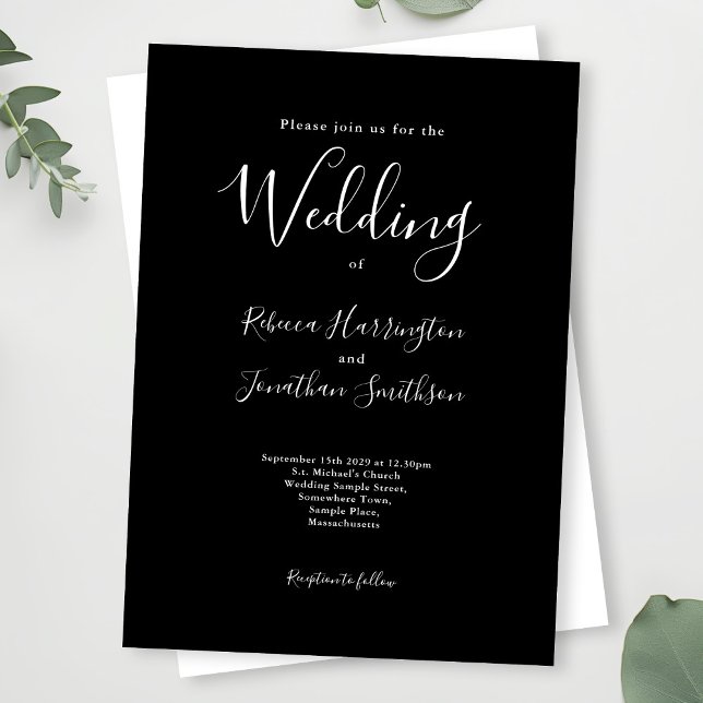 Minimal Modern Black White Wedding Invitation (Creator Uploaded)