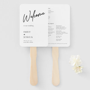 Minimal Modern Black White Wedding Program Hand Fan