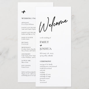 Minimal Modern Black White Wedding Program Programme
