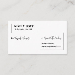 Minimal Modern Black & White Wedding RSVP Enclosure Card
