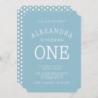 Minimal Modern Blue Polka Dot First Birthday