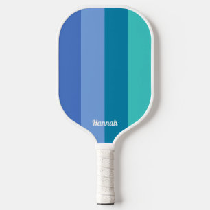 Minimal Modern Blue Stripes Personalised Pickleball Paddle