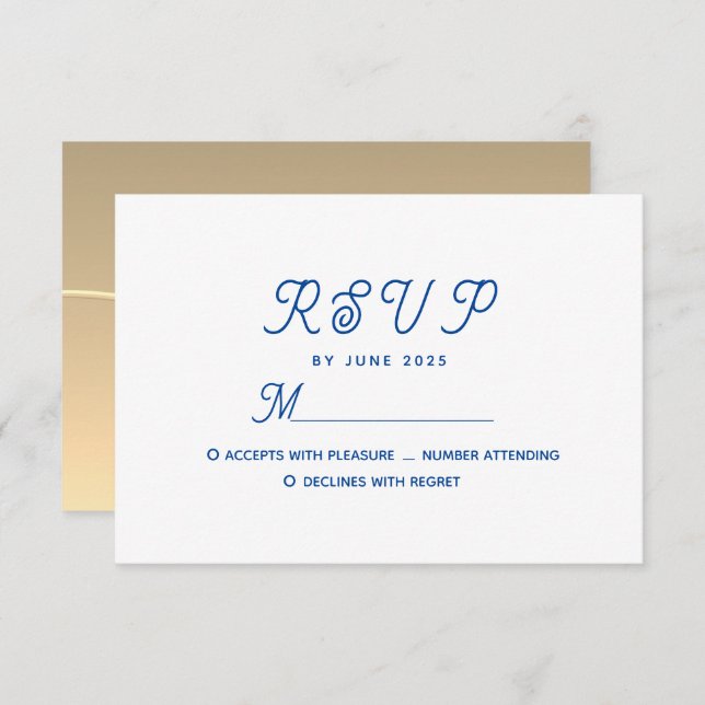 Minimal Modern Blue Wedding RSVP Card (Front/Back)