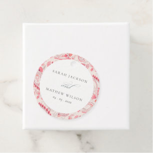 Minimal Modern Blush Paisley Typography Wedding Favour Tags