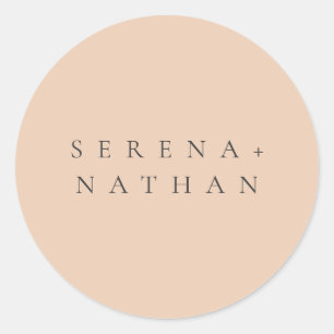 Minimal Modern Blush Peach Delicate Wedding Classic Round Sticker