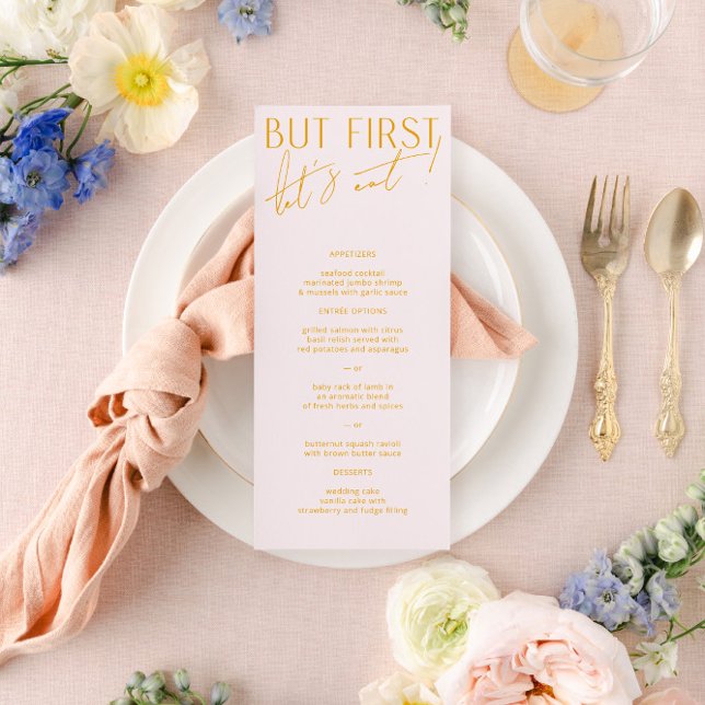 Minimal Modern Blush PInk & Yellow Wedding Menu (Creator Uploaded)