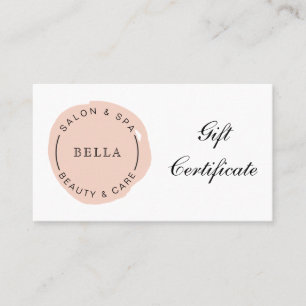 Minimal Modern Blush Salon Spa Gift Certificate