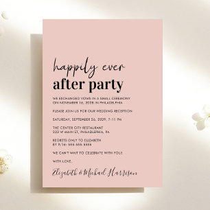 Minimal Modern Blush Wedding Reception Invitation