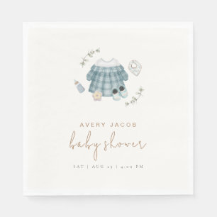 Minimal Modern Boho Clothes Pattern Baby Shower Napkin