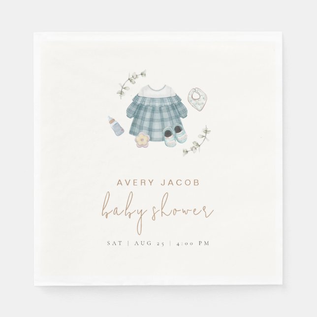 Minimal Modern Boho Clothes Pattern Baby Shower Napkin (Front)