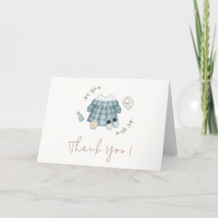 Minimal Modern Boho Clothes Pattern Baby Shower Thank You Card