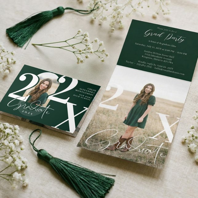 Minimal Modern Bold Graduation Year Arch Photo Tri-Fold Invitation (Minimal Modern Bold Graduation Year Arch Photo Tri-Fold Invitation)