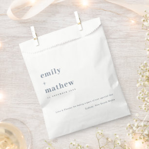 Minimal Modern Bold Grey Blue Typography Wedding Favour Bags