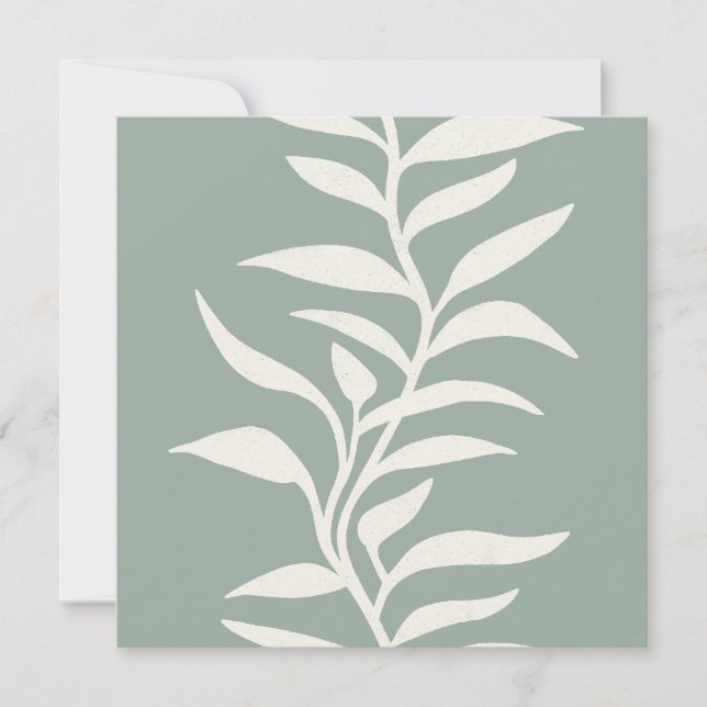 Minimal Modern Botanical Silhouette in Flow Sage Card (Front)