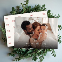 Minimal Modern Bow Above All Love Christmas Photo
