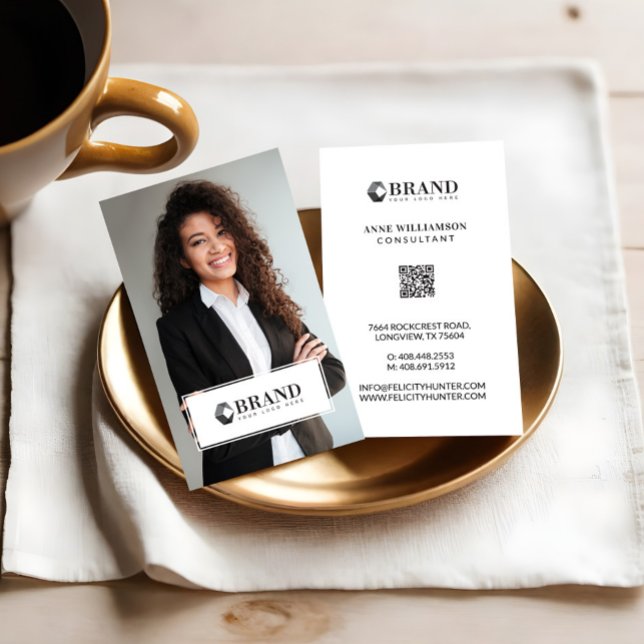 Minimal Modern Business Photo Custom Logo QR Code Business Card (Minimal Modern Business Photo Custom Logo QR Code Business Card)