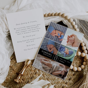 Minimal Modern Chic Photo Collage Baby Reveal Card