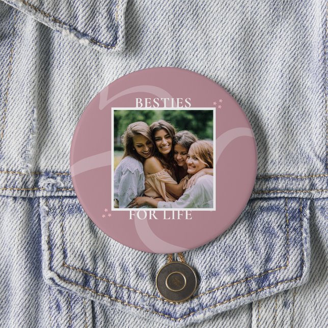 Minimal Modern Chic Pink Besties Galentine's Day 7.5 Cm Round Badge (Creator Uploaded)