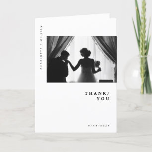 Minimal Modern Chic Typography Photo Wedding Thank You Card