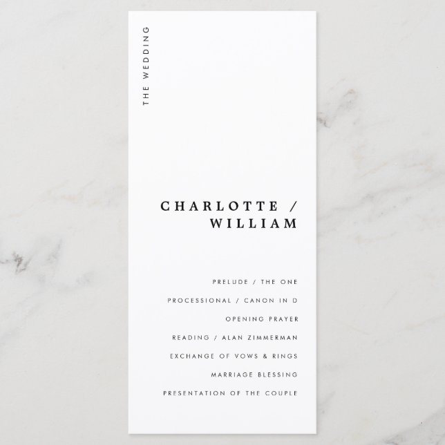 Minimal Modern Chic Typography Wedding Programme (Front)