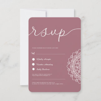 Minimal Modern Chick Dusty Rose Mandala QR RSVP Invitation