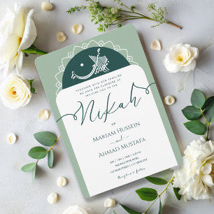 Minimal Modern Chick Sage Green Islamic Nikah Invitation