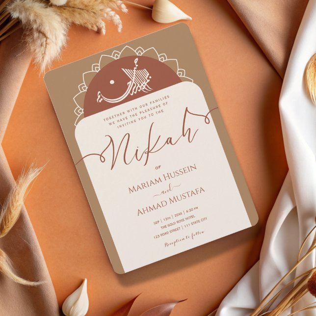 Minimal Modern Chick Terracotta Boho Islamic Nikah Invitation (Creator Uploaded)