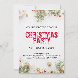 Minimal Modern Christmas Party Invitation