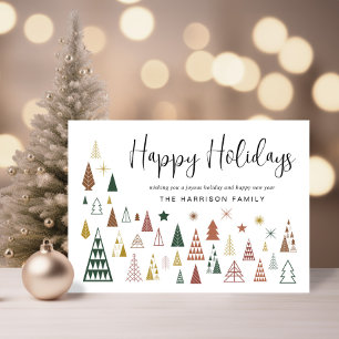 Minimal Modern Christmas Trees Photo Holiday Card