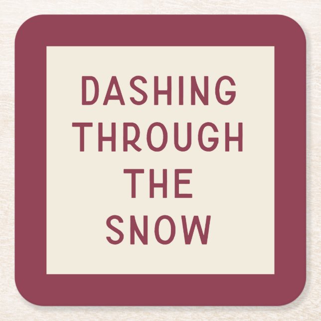 Minimal Modern Christmas Typography Coaster  (Front)