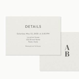 Minimal Modern Civil Wedding Details Card