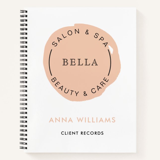Minimal Modern Coral Salon and Spa Notebook (Front)