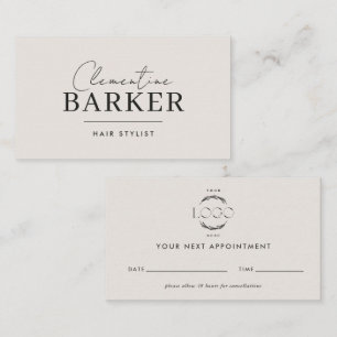 Minimal Modern cream scrip matching Appointment Business Card