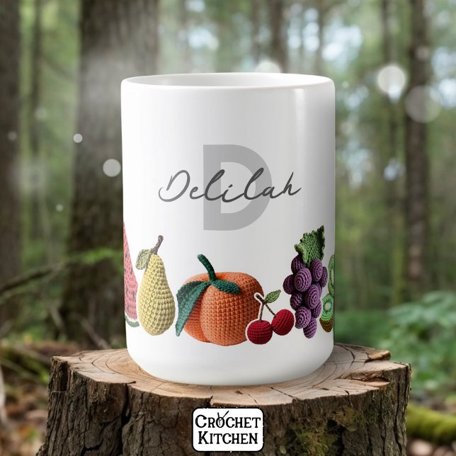 Minimal Modern Crochet Fruit Collage Monogram  Coffee Mug (Creator Uploaded)