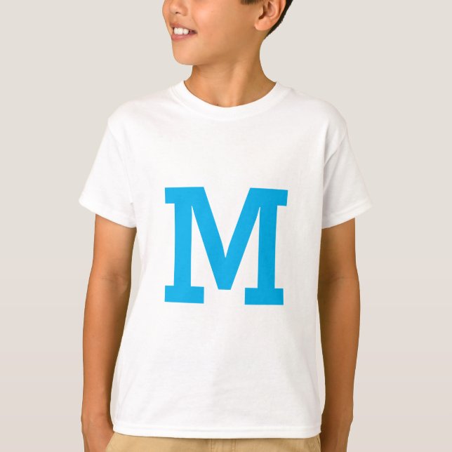 Minimal Modern Custom Blue Initial Letter T-Shirt (Front)
