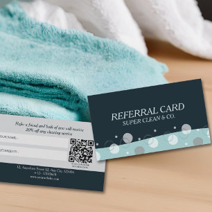 Minimal Modern Dark Blue Cleaning Services Referral Card