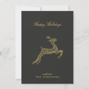 Minimal Modern Dark Moody Chocolate Gold Christmas Holiday Card