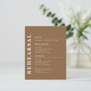 Minimal Modern Dark Taupe Rehearsal Dinner Elegant Invitation