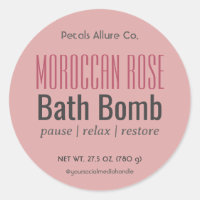 Minimal Modern Dusky Pink Bath Bomb Round Label
