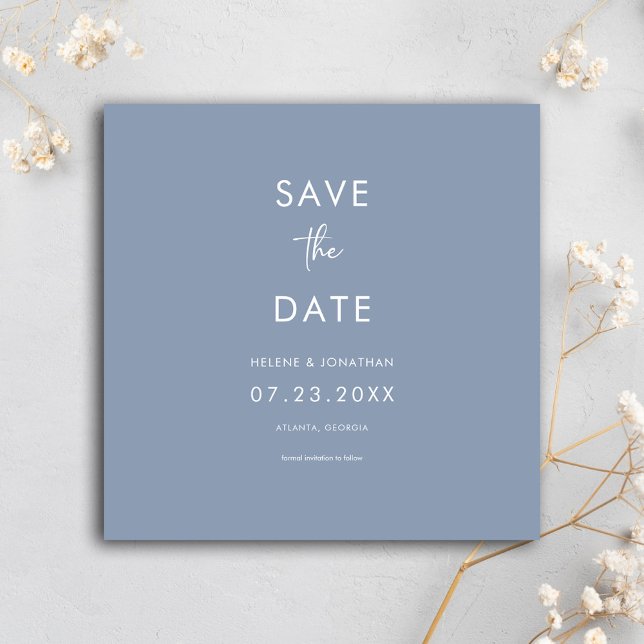 Minimal Modern Dusty Blue Wedding Save The Date (Minimal Modern Dusty Blue Wedding Save The Date)