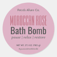 Minimal Modern Dusty Pink Bath Bomb Round Label